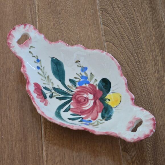 Vintage Trinket Bowls Serving Dish Ceramic Italian Pottery Renaissance Nove Rose - Picture 5 of 9